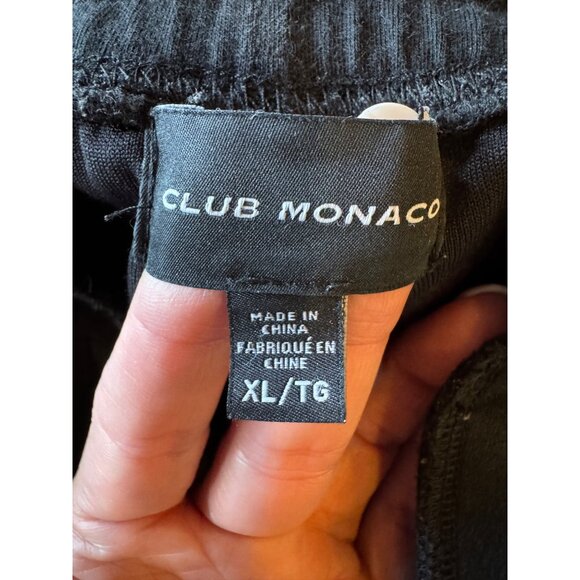 Club Monaco Pants Women XL Black Space Dye Tie Waist Sweat Pants‎ Athleisure - Picture 7 of 10